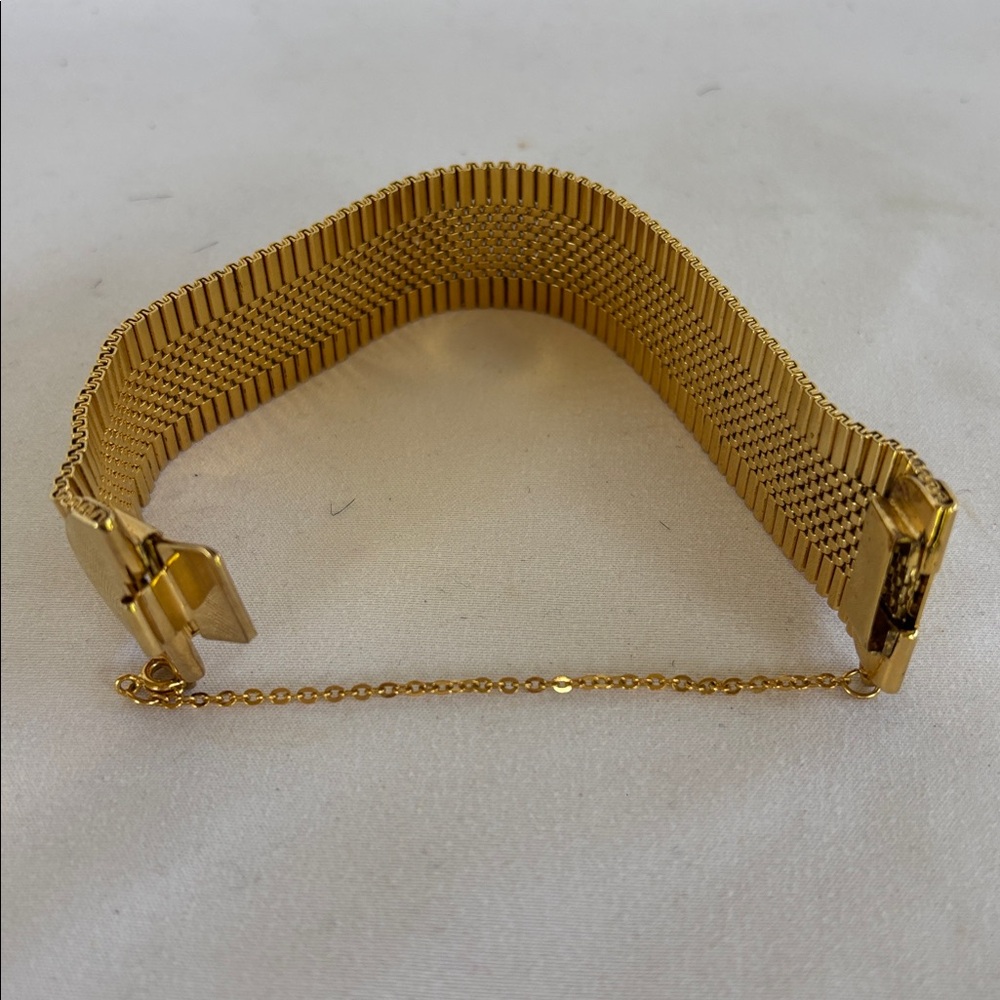 VINTAGE RARE NAPIER MEN’s GOLD TONE BRACELET WITH SAFETY CHAIN - Picture 5 of 10
